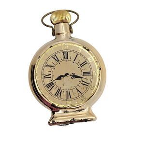 Vintage Avon After Shave Lotion Gold Clock Bottle Collectible "Leather"